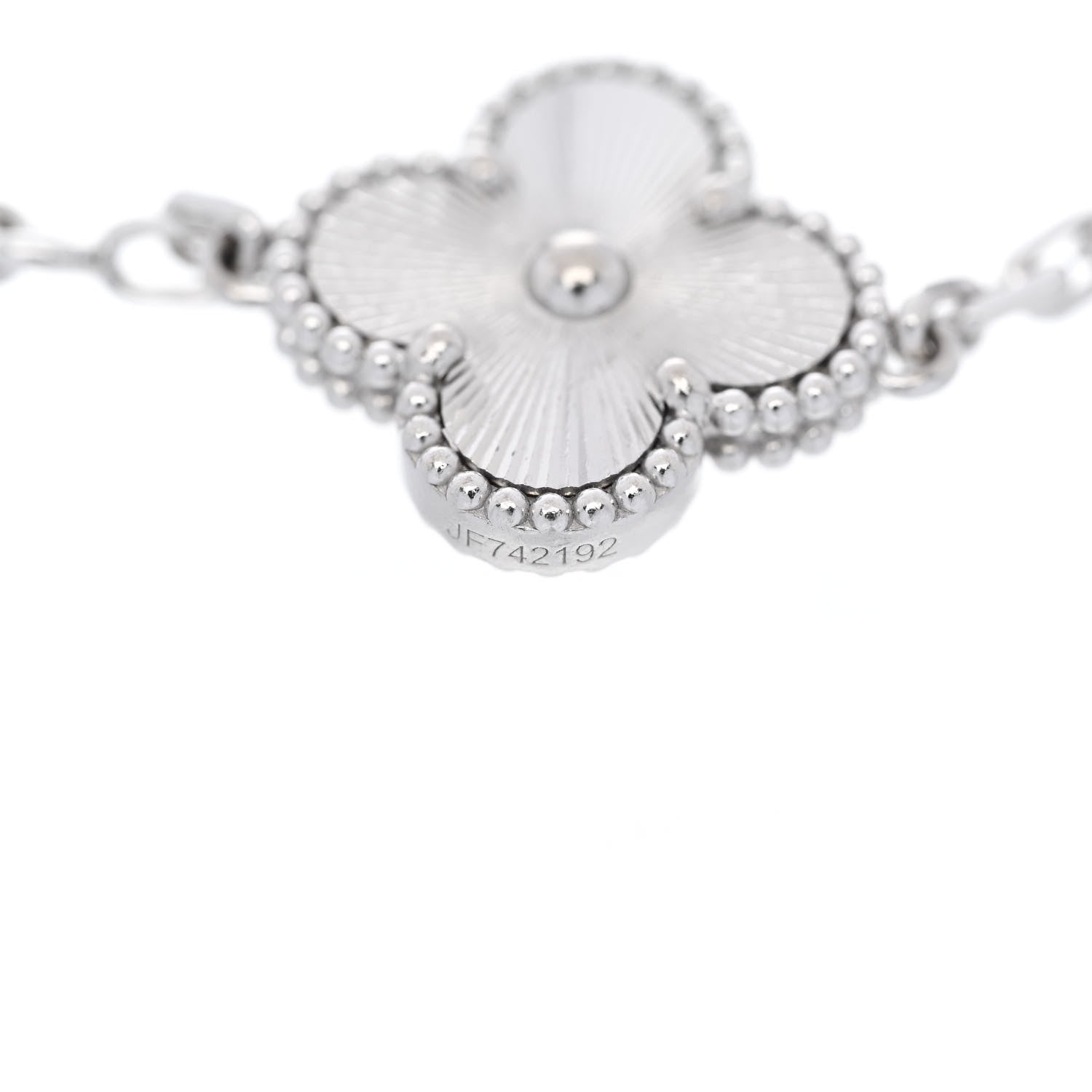 Van Cleef & Arpels 18K White Gold 5 Motifs Guilloche Vintage Alhambra Bracelet 4 of 6