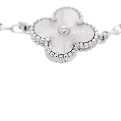 Van Cleef & Arpels 18K White Gold 5 Motifs Guilloche Vintage Alhambra Bracelet 4 of 6
