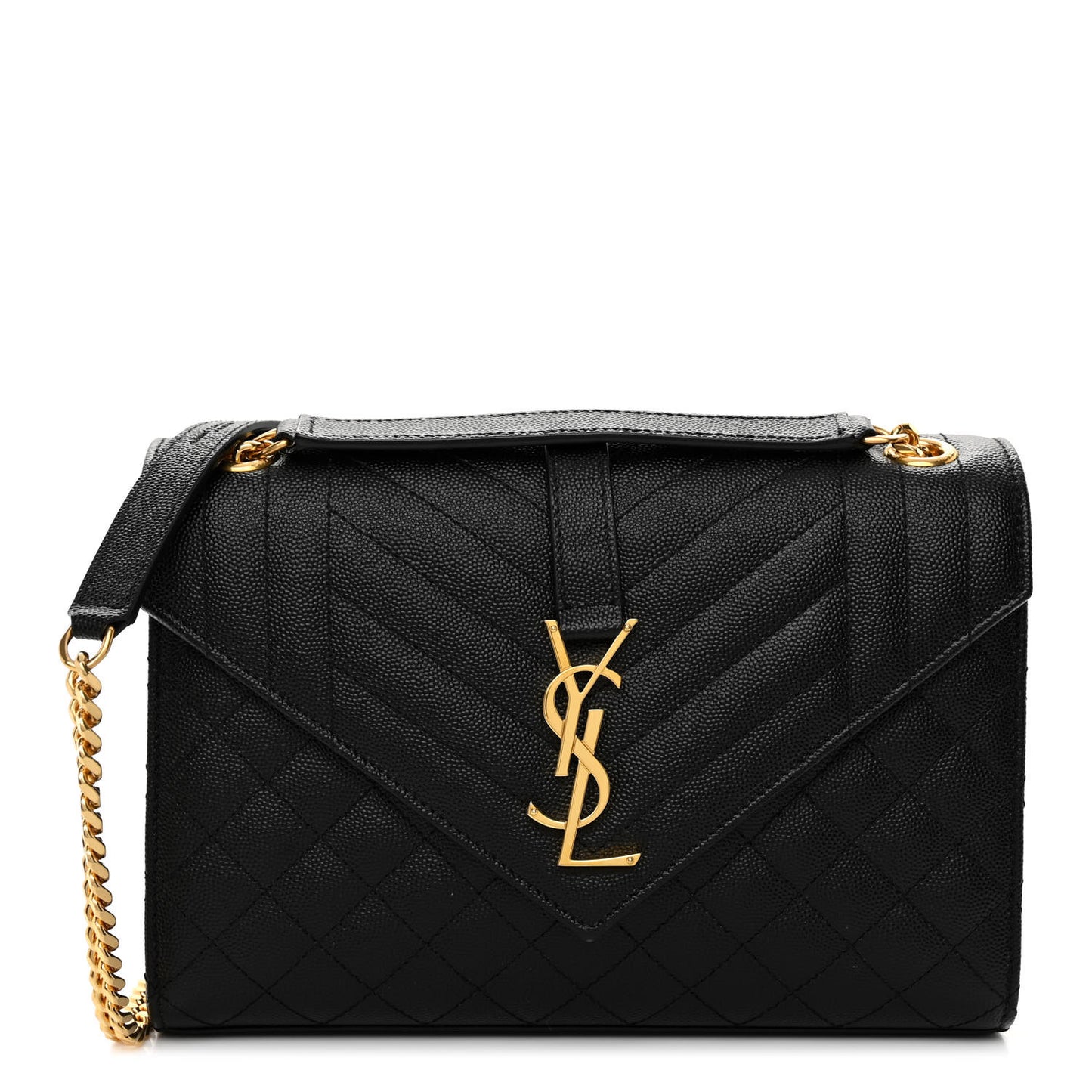 Grain De Poudre Textured Mixed Matelasse Triquilt Medium Monogram Satchel Black