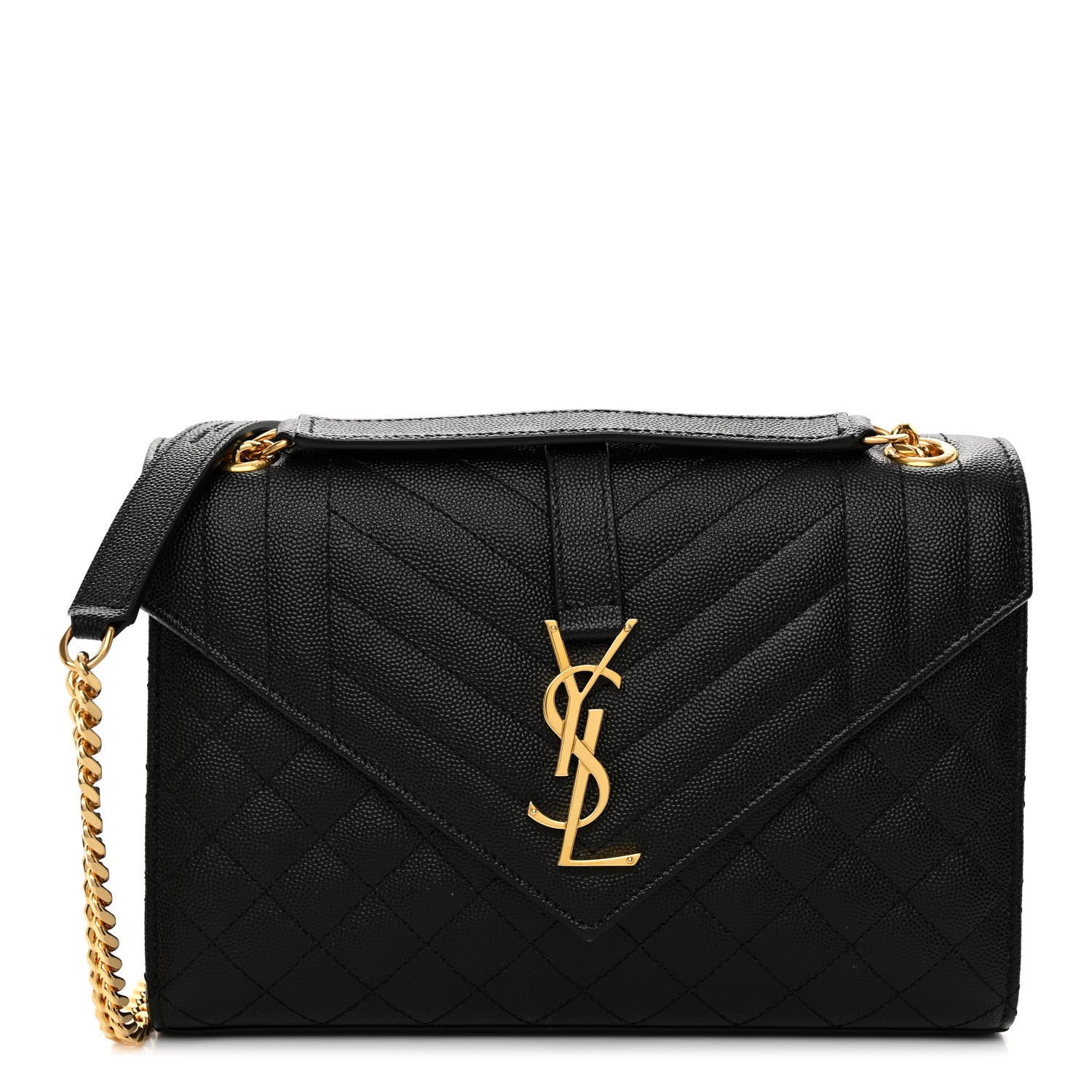 Saint Laurent Grain De Poudre Textured Mixed Matelasse Triquilt Medium Monogram Satchel Black 1 of 9