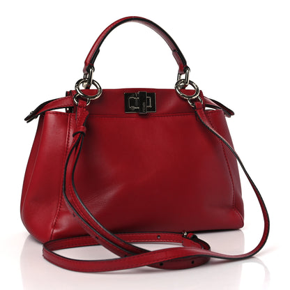 Fendi Nappa Elaphe Monster Eyes Mini Peekaboo Iconic Satchel Ruby Bois de Rose Natural 2 of 12