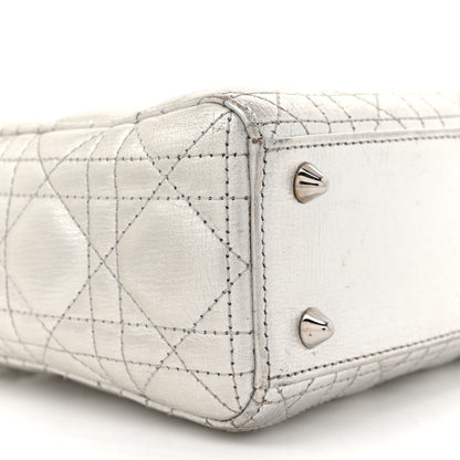 Christian Dior Metallic Grained Calfskin Cannage Small Lucky Badges My Lady Dior Silver 9 of 19