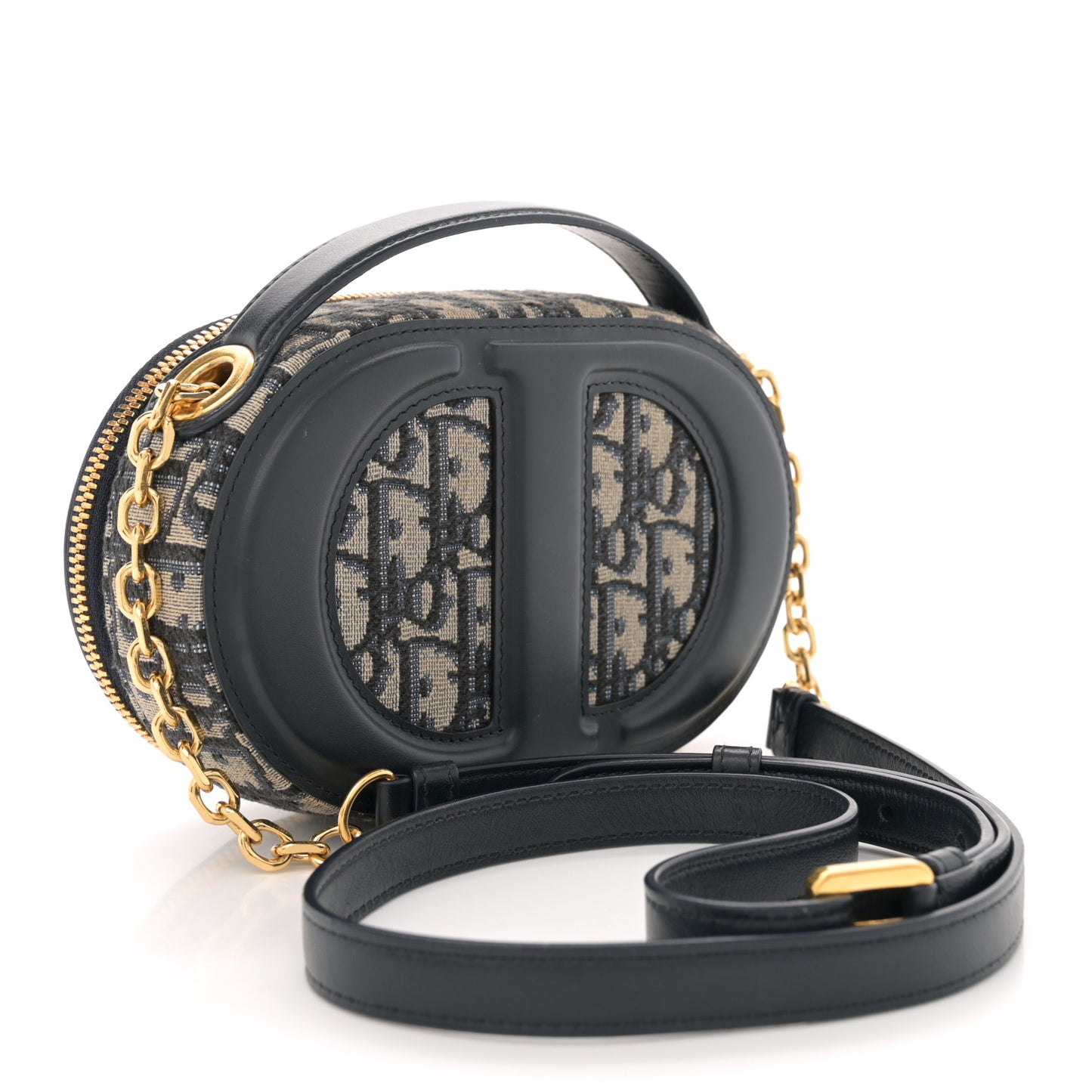 Oblique CD Signature Oval Crossbody Camera Bag Blue Multicolor