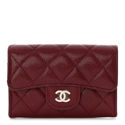 Chanel Caviar Quilted Flap Card Holder Wallet Burgundy 1 of 11