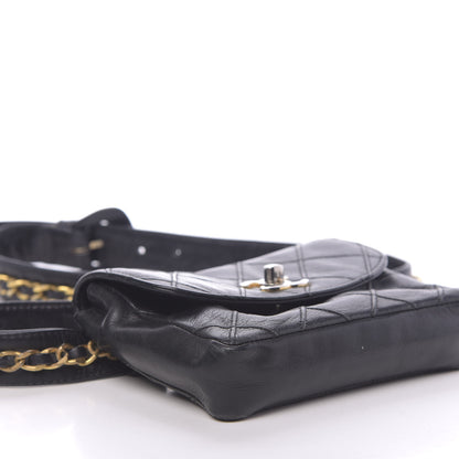 Chanel Calfskin Diamond Embossed Flap Waist Belt Bag Black 8 of 14