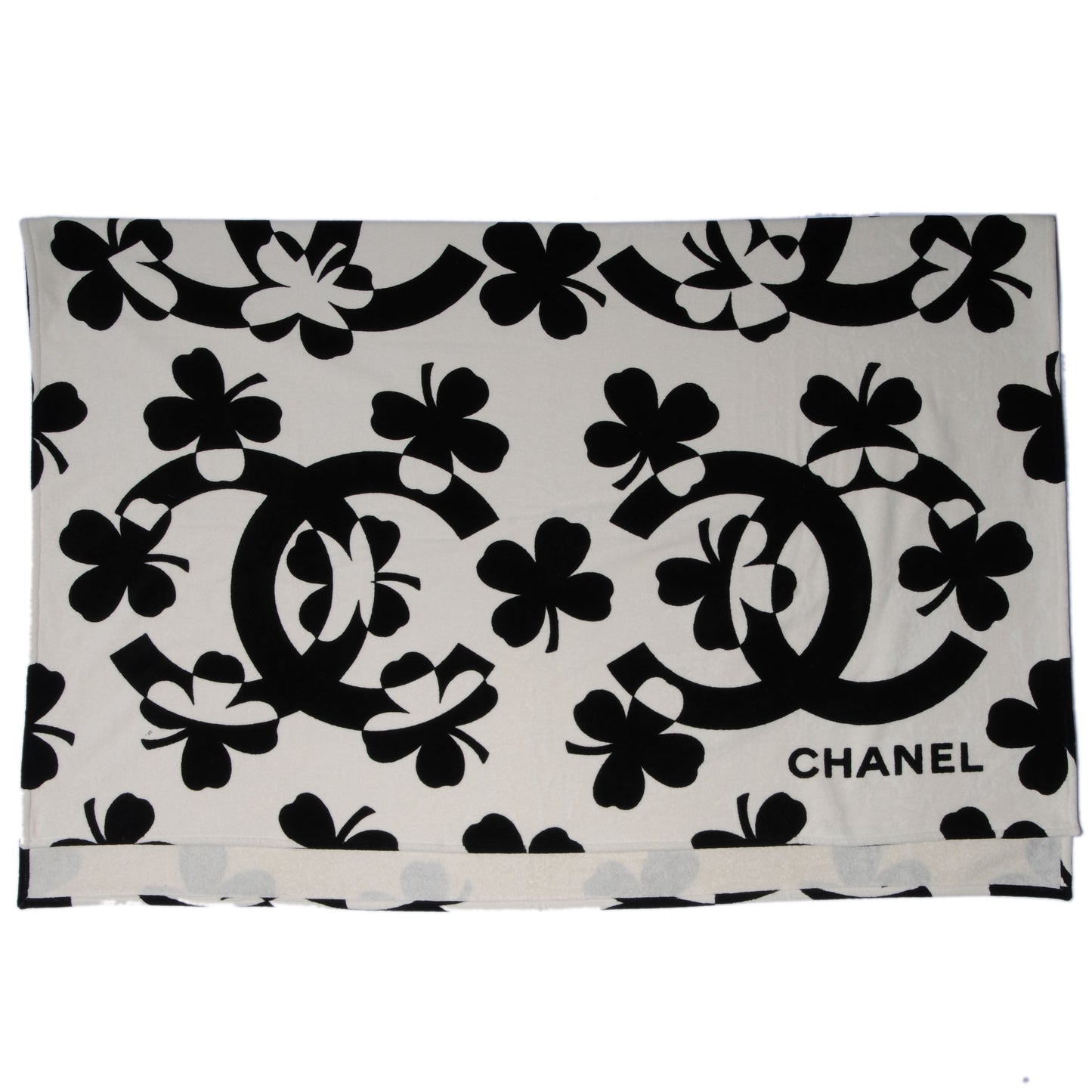 Cotton Clover Beach Towel Black/White