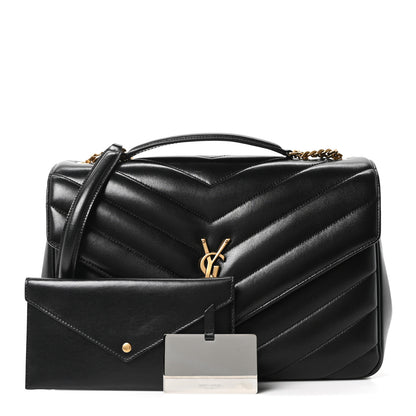 Saint Laurent Lambskin Chevron Quilted Large LouLou Black 3 of 11