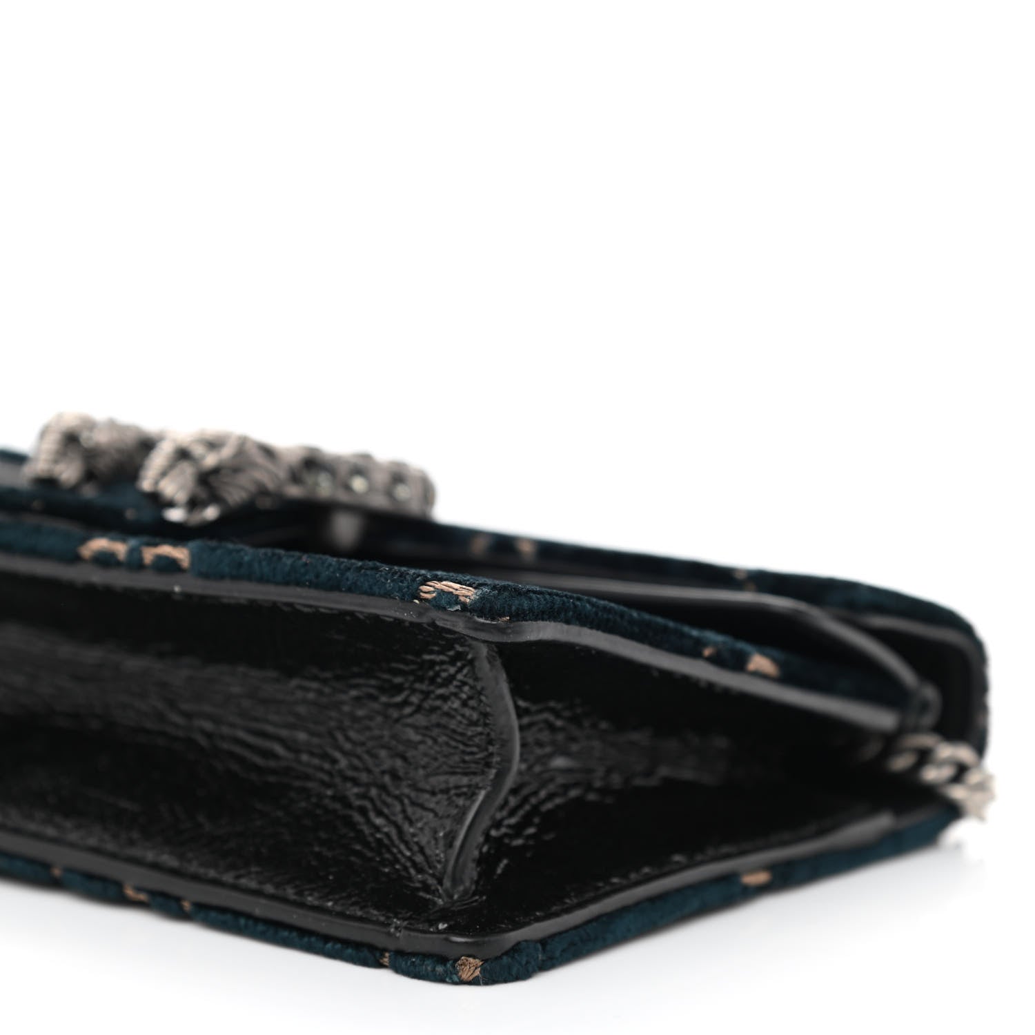 Gucci Velvet GG Monogram Super Mini Dionysus Shoulder Bag Blue Beige Black 7 of 7