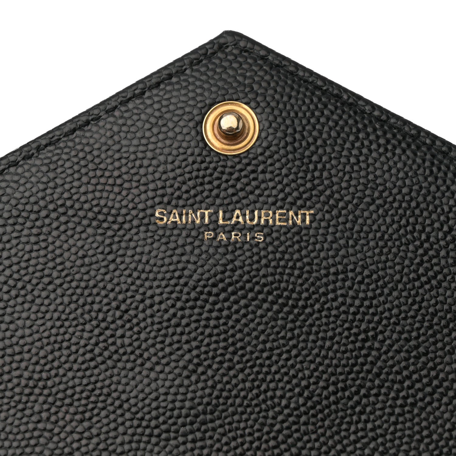 Saint Laurent Grain De Poudre Matelasse Chevron Monogram Envelope Chain Wallet Black 6 of 14