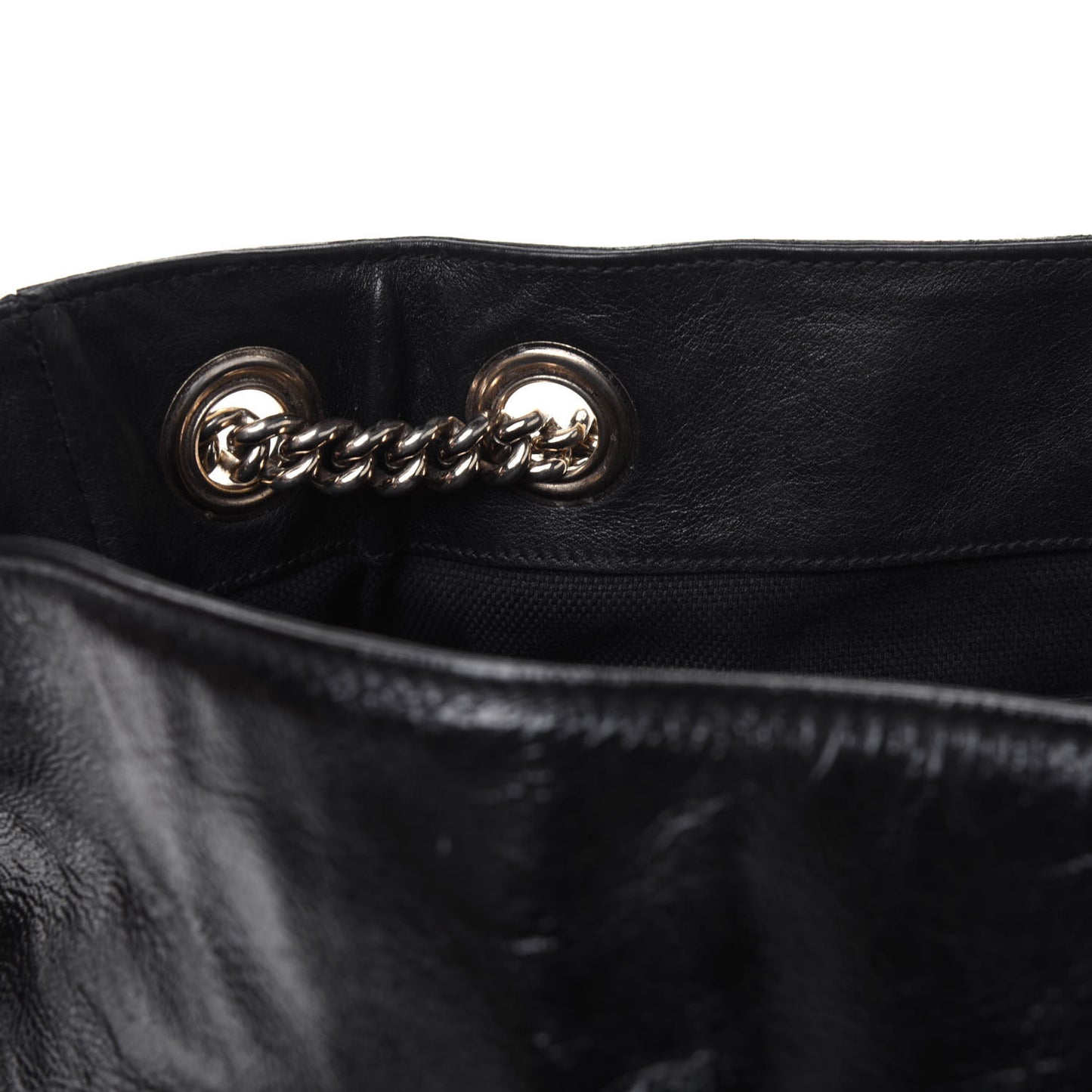 Patent Medium Soho Chain Shoulder Bag Black