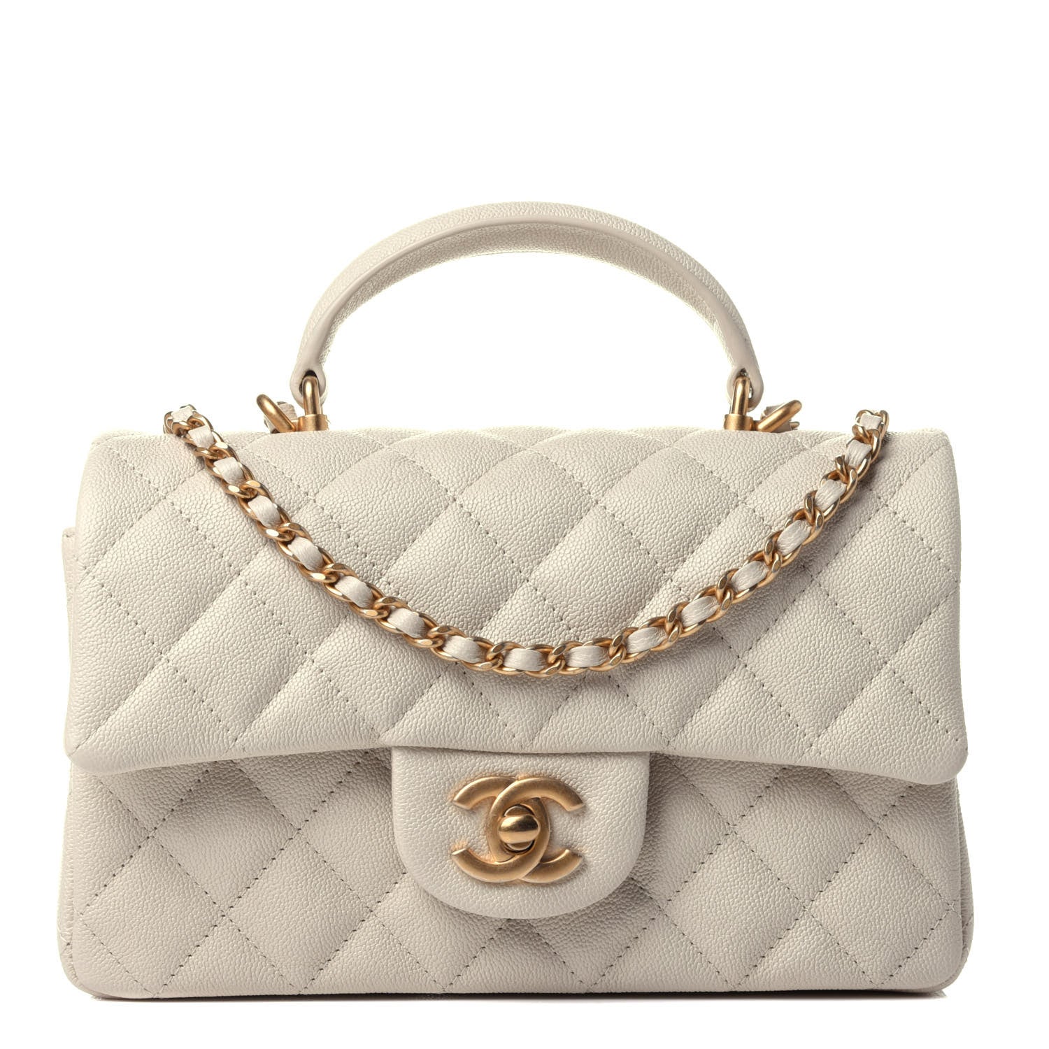 Chanel Caviar Quilted Mini Top Handle Rectangular Flap Beige 1 of 4