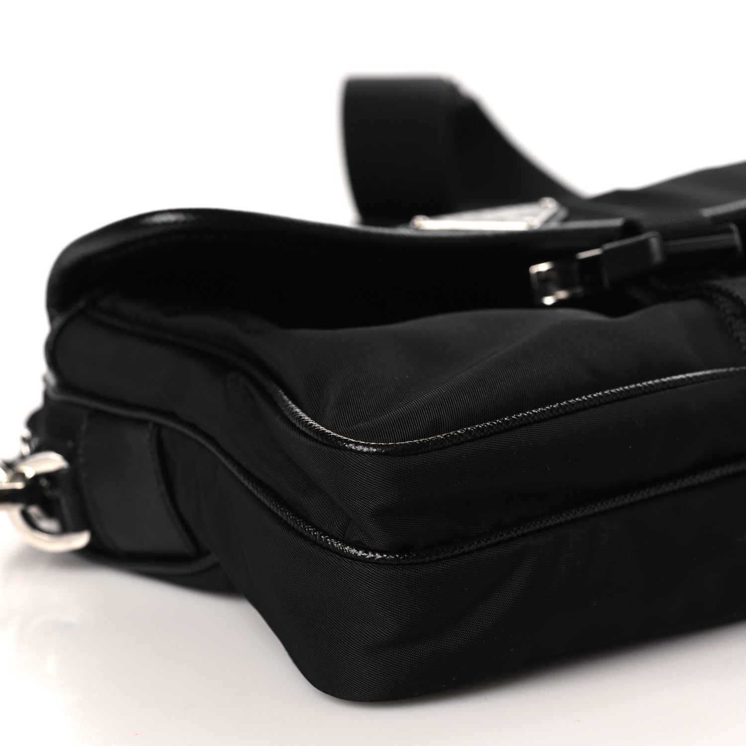 Prada Re-Nylon Saffiano Pocket Single Snap Buckle Shoulder Bag Black 8 of 9