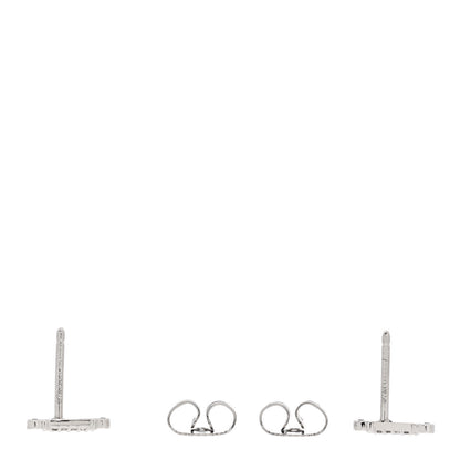 Tiffany Platinum Diamond Fleur de Lis Key Bar Earrings 3 of 5