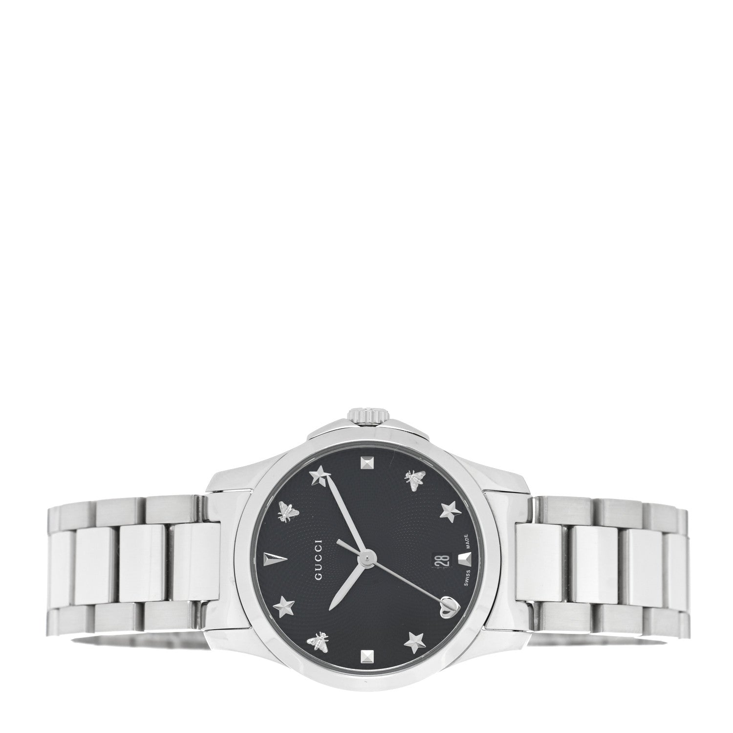 Gucci Stainless Steel 27mm G-Timeless Charm Quartz Watch Black 2 of 4