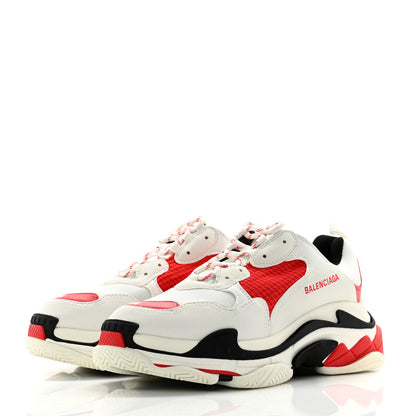 Balenciaga Fabric Mesh Mens Triple S Sneakers 44 White Red 3 of 11