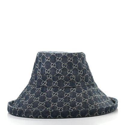 Gucci Eco Washed Denim GG Monogram Brim Hat L Blue Ivory 6 of 10