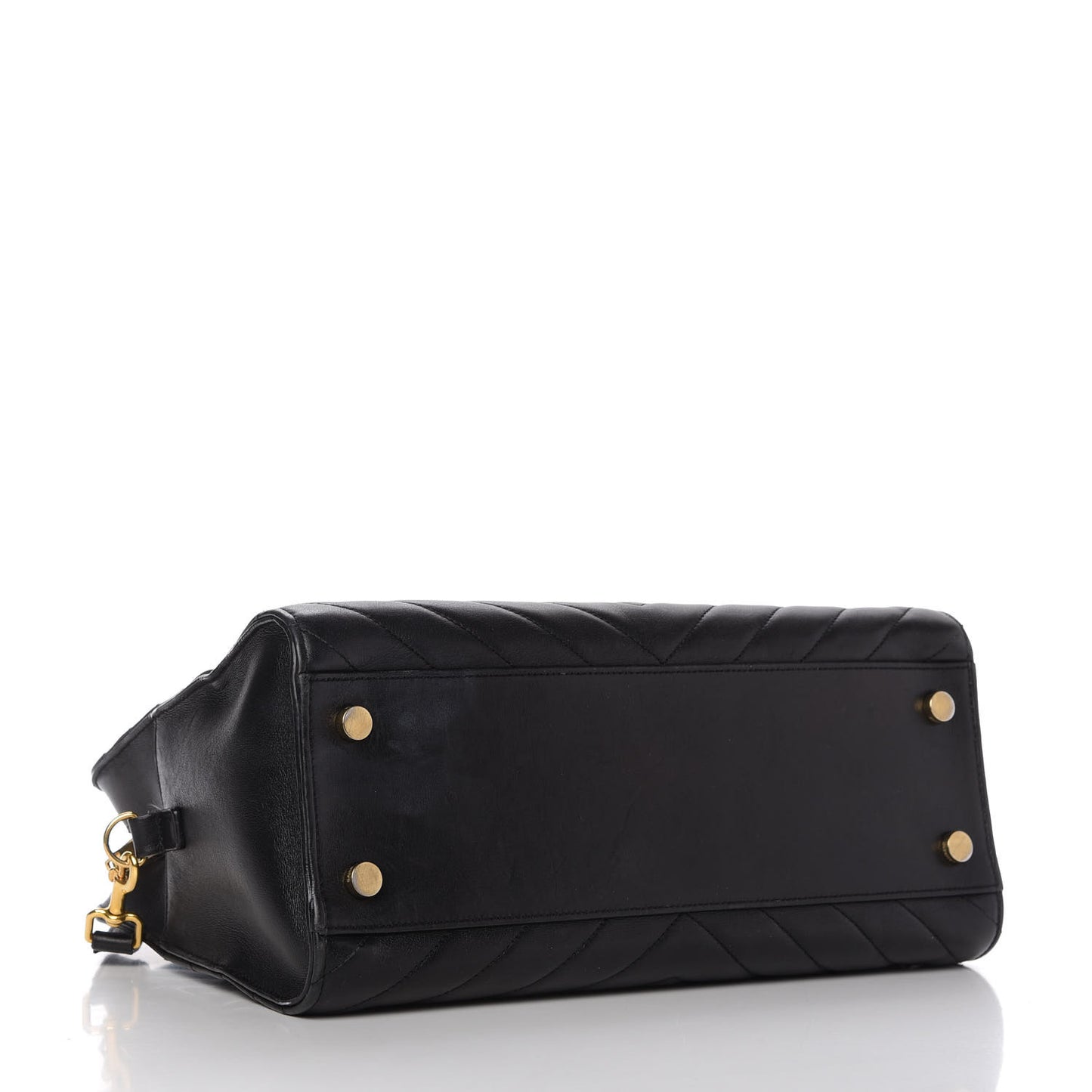 Calfskin Matelasse Chevron Small Monogram Cabas Black