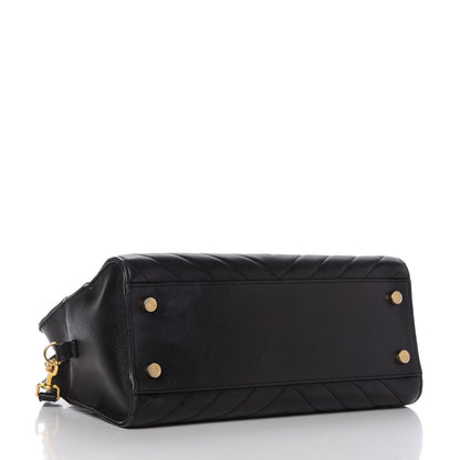 Saint Laurent Calfskin Matelasse Chevron Small Monogram Cabas Black 4 of 11
