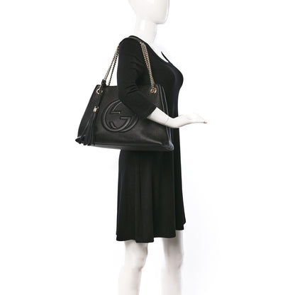 Gucci Pebbled Calfskin Medium Soho Chain Shoulder Bag Black 2 of 9