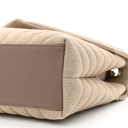 Saint Laurent Linen Y Quilted Monogram Medium Loulou Chain Satchel Natural Taupe 11 of 11