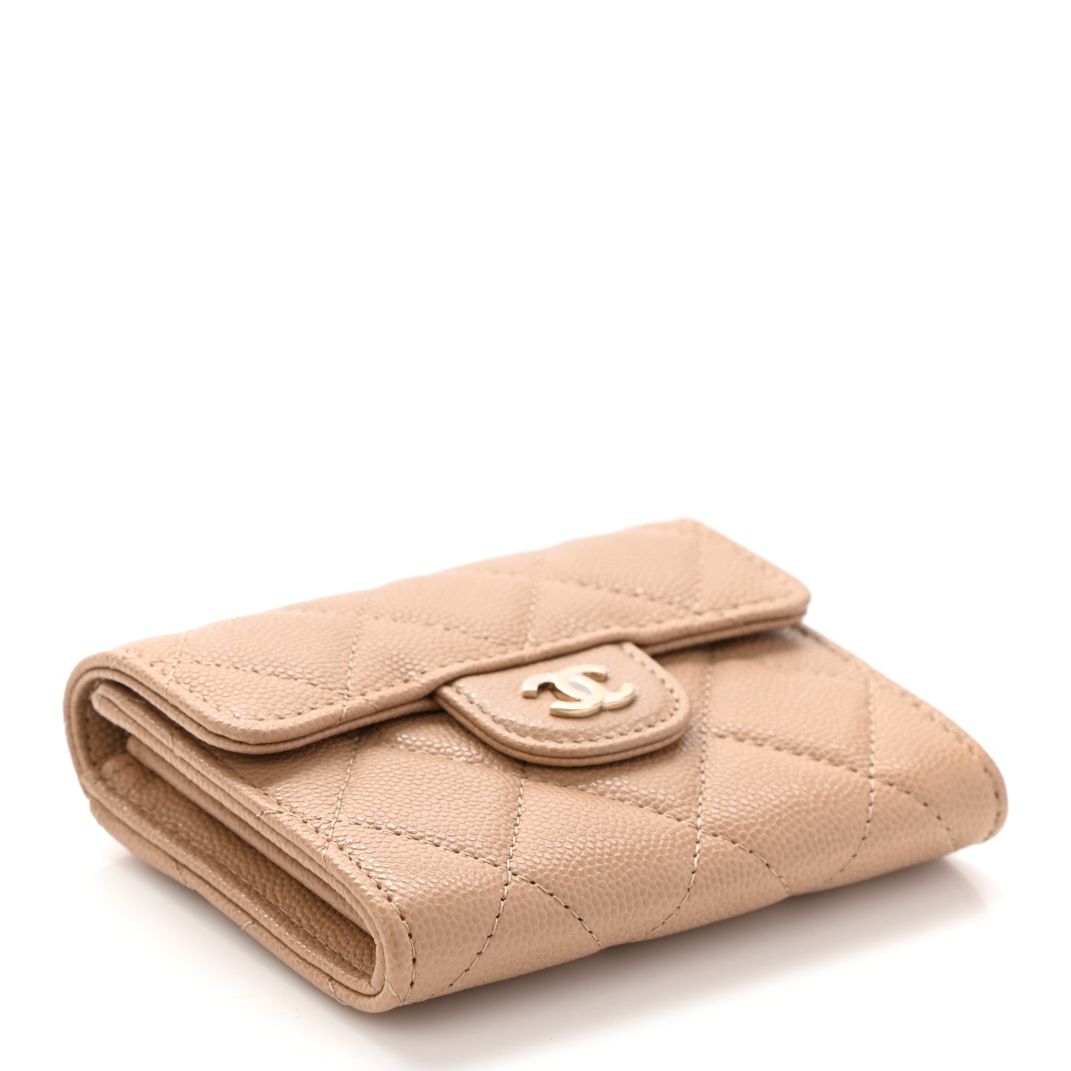 Chanel Caviar Quilted Flap Card Holder Wallet Beige 4 of 7