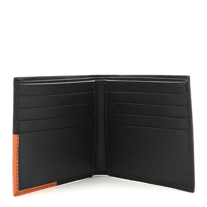 Prada Saffiano Bi-Fold Wallet Black Papaya 7 of 10