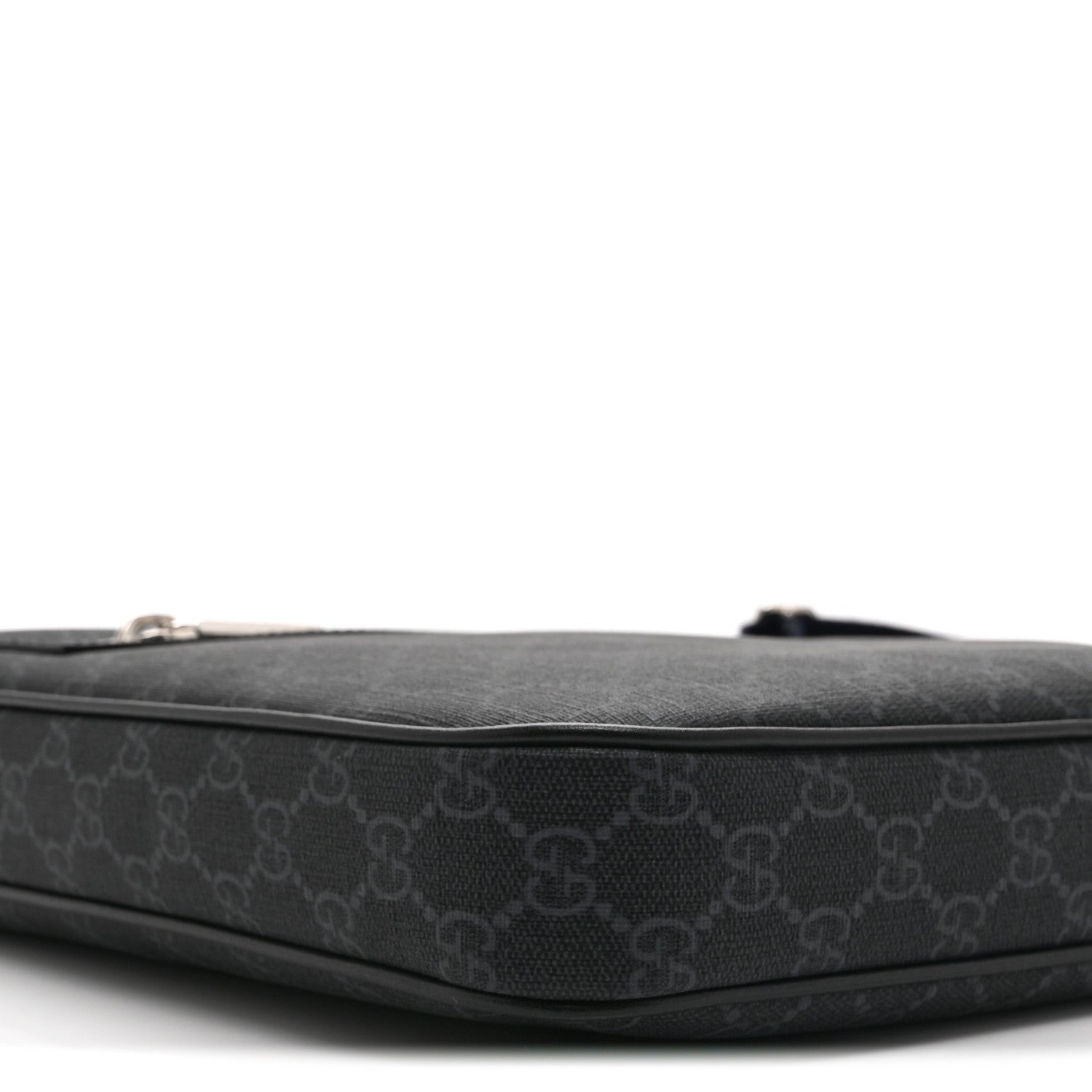 Gucci GG Supreme Monogram Web Small Flat Messenger Bag Black Grey 10 of 11