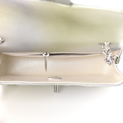 Chanel Metallic Goatskin Quilted Ombre Mini Rectangular Flap Grey Green 5 of 9