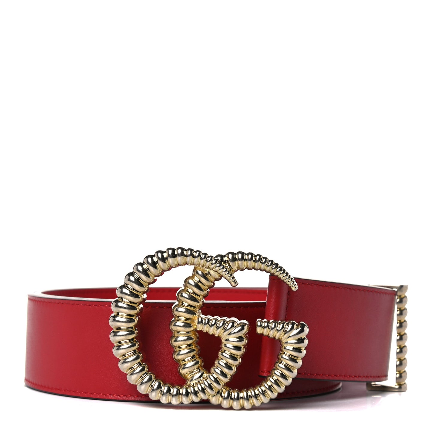 Moon Calfskin Torchon Double G 40mm Belt 85 34 Hibiscus Red