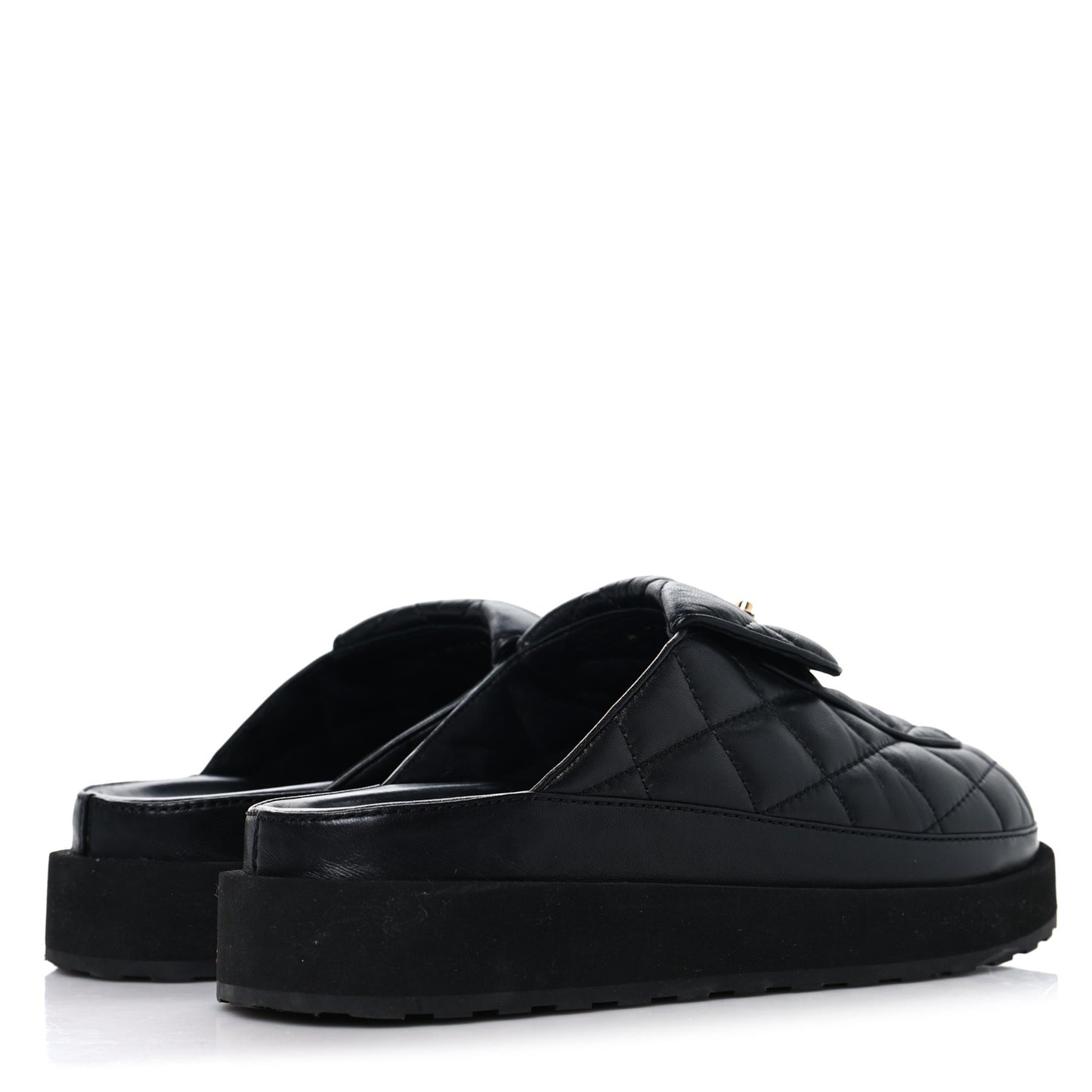Lambskin Quilted CC Turnlock Mules 39 Black