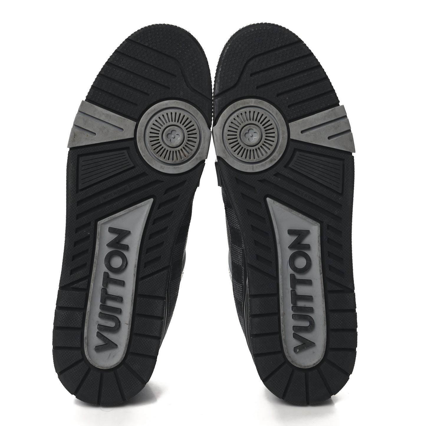 Damier Denim Calfskin Mens LV Trainer Sneakers 10 Black