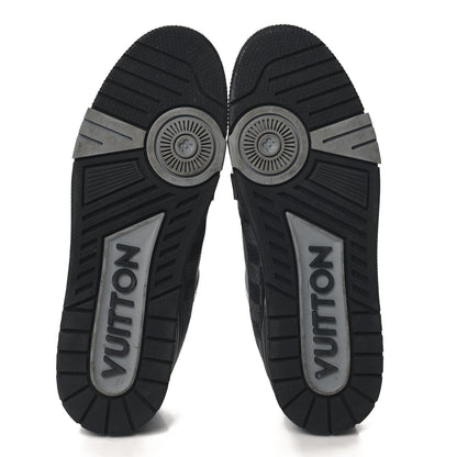 Louis Vuitton Damier Denim Calfskin Mens LV Trainer Sneakers 10 Black 6 of 8