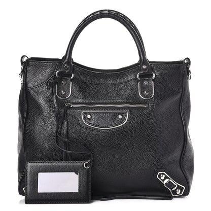 Balenciaga Chevre Silver Metallic Edge Hardware Velo Black 1 of 8