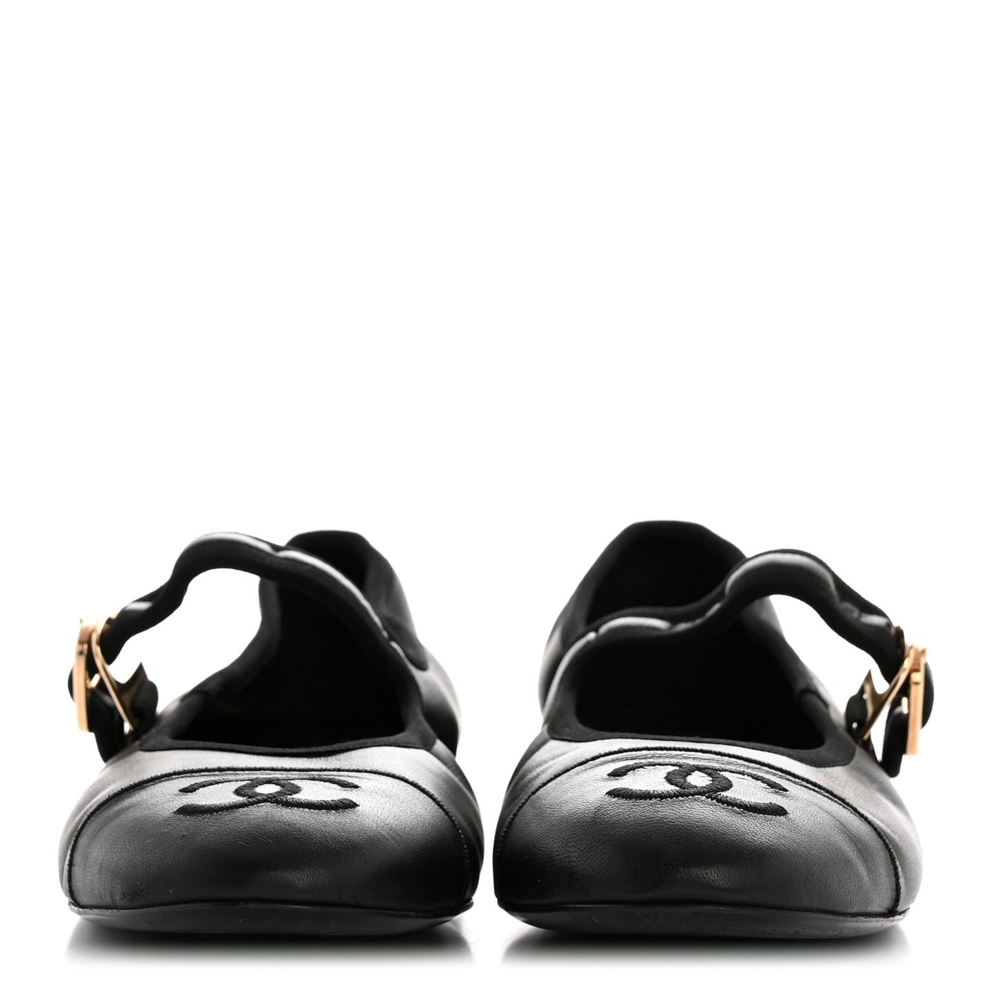 Lambskin Cap Toe CC Mary Jane Flats 36.5 Black