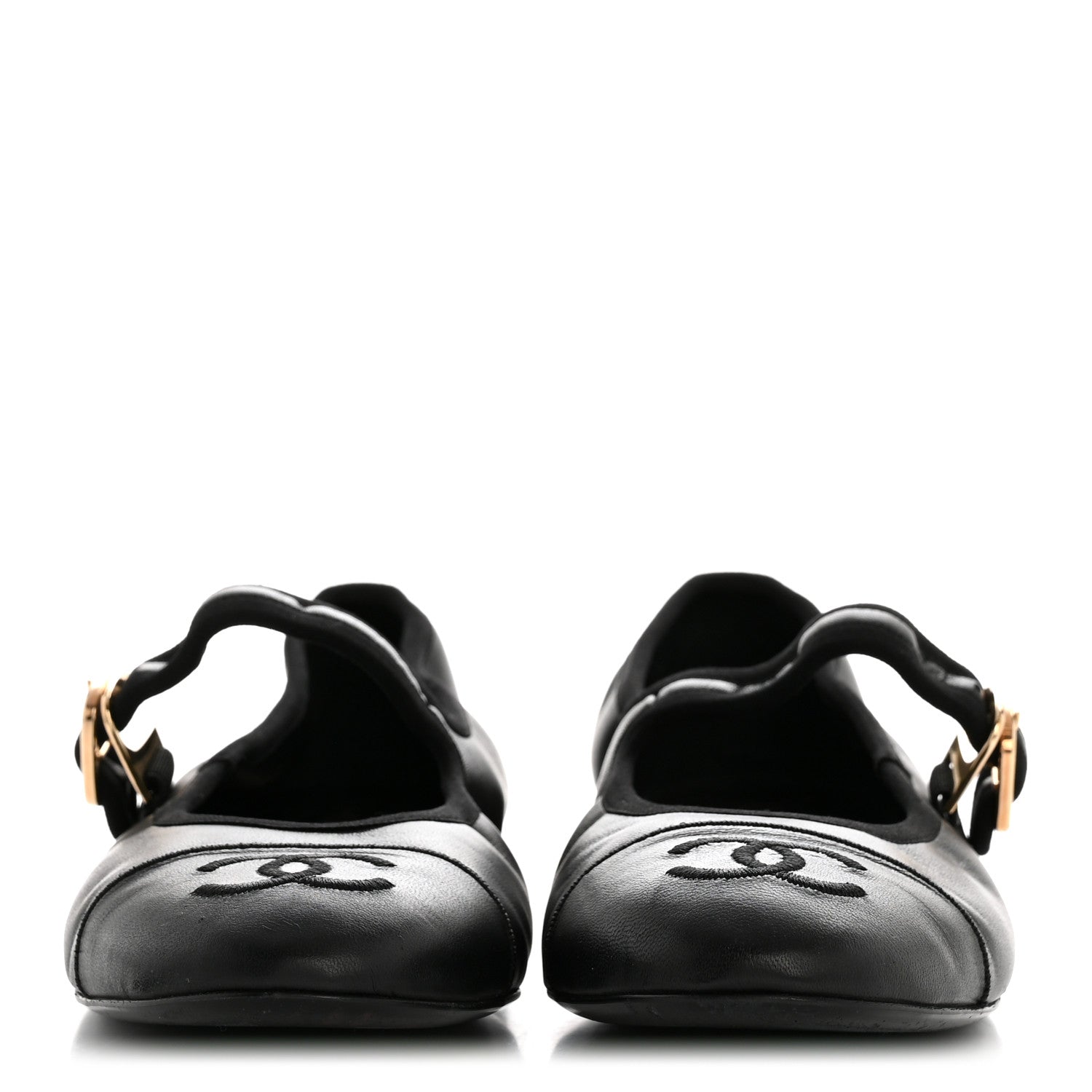 Chanel Lambskin Cap Toe CC Mary Jane Flats 36.5 Black 3 of 11