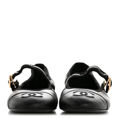Chanel Lambskin Cap Toe CC Mary Jane Flats 36.5 Black 3 of 11
