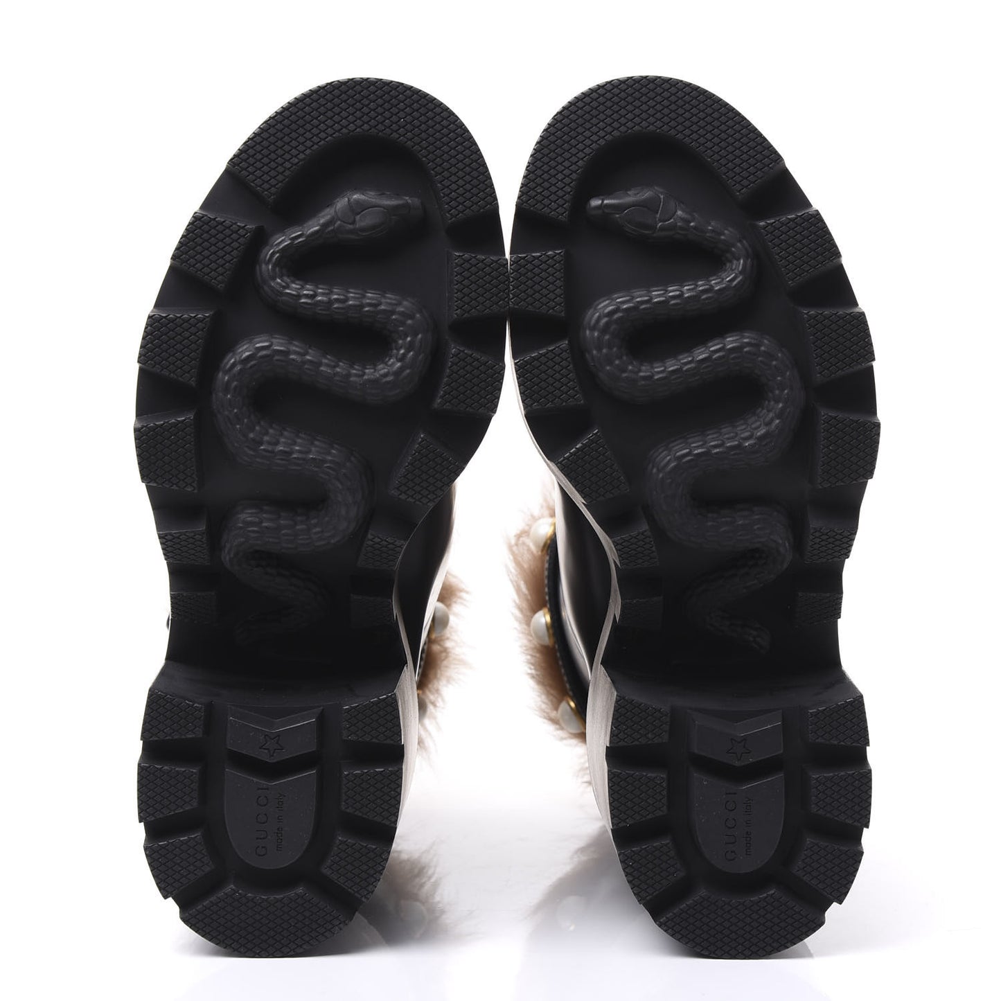 Magnum Calfskin Fur Pearl Lace Up Combat Ankle Boots 37 Black Naturale