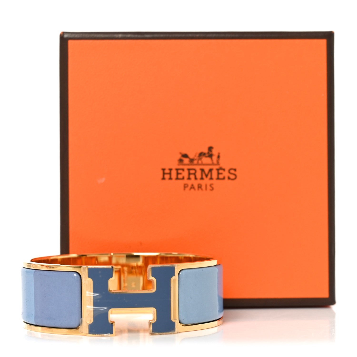 Hermes Enamel Wide Clic Clac H Bracelet PM Rainbow Bleu 5 of 5