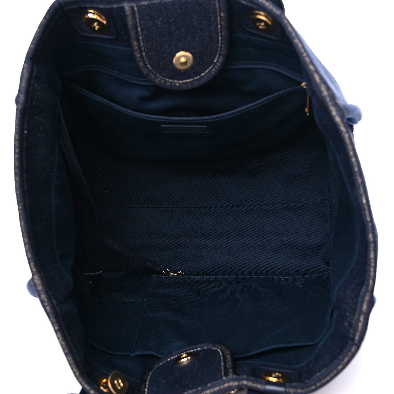 Chanel Lurex Canvas Medium Deauville Tote Navy Blue Gold 5 of 13