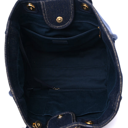 Chanel Lurex Canvas Medium Deauville Tote Navy Blue Gold 5 of 13