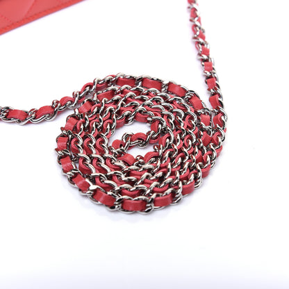 Chanel Patent Quilted Wallet On Chain WOC Coral 15 of 16