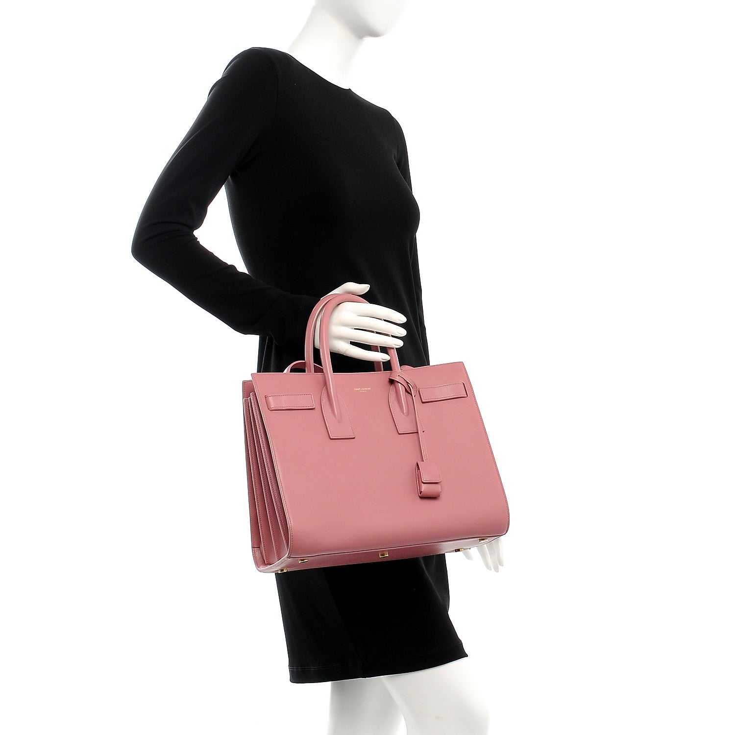 Saint Laurent Calfskin Small Sac De Jour Dark Rose 3 of 9