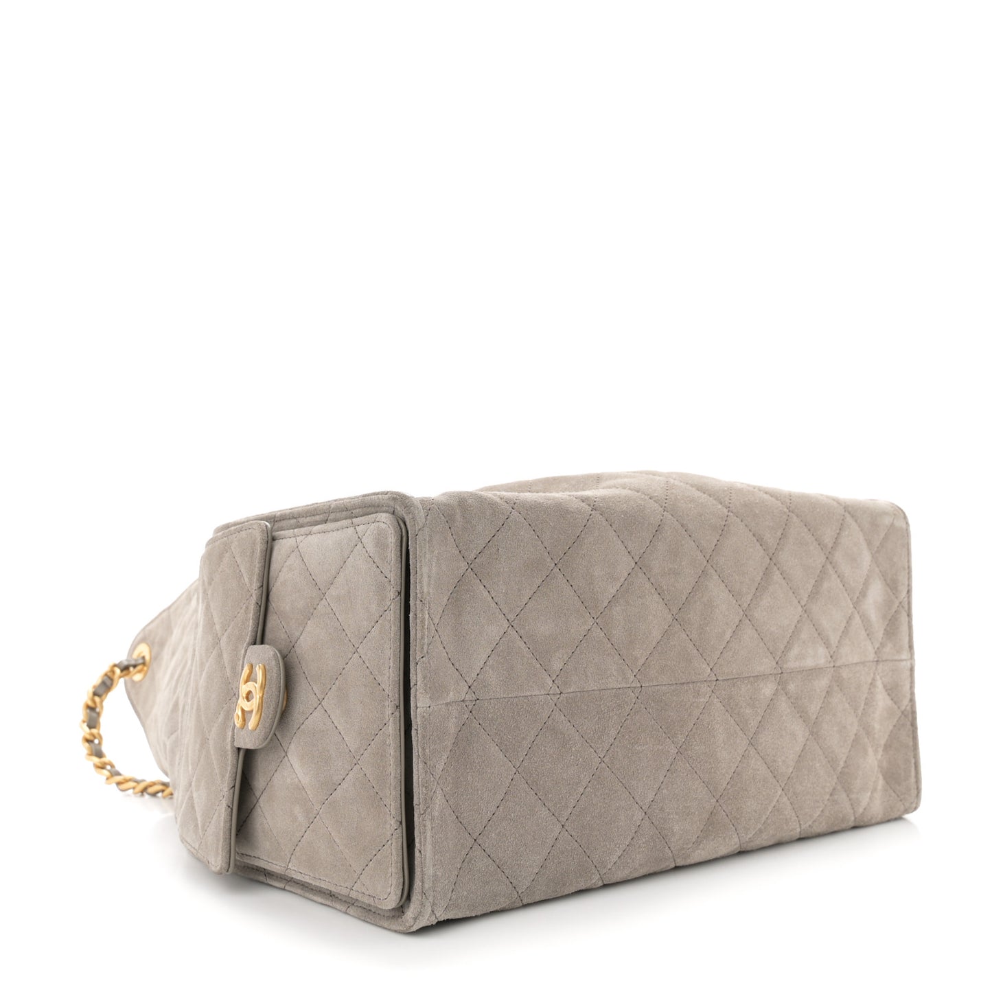 Suede Quilted Medium Chanel 25 Handbag Dark Grey