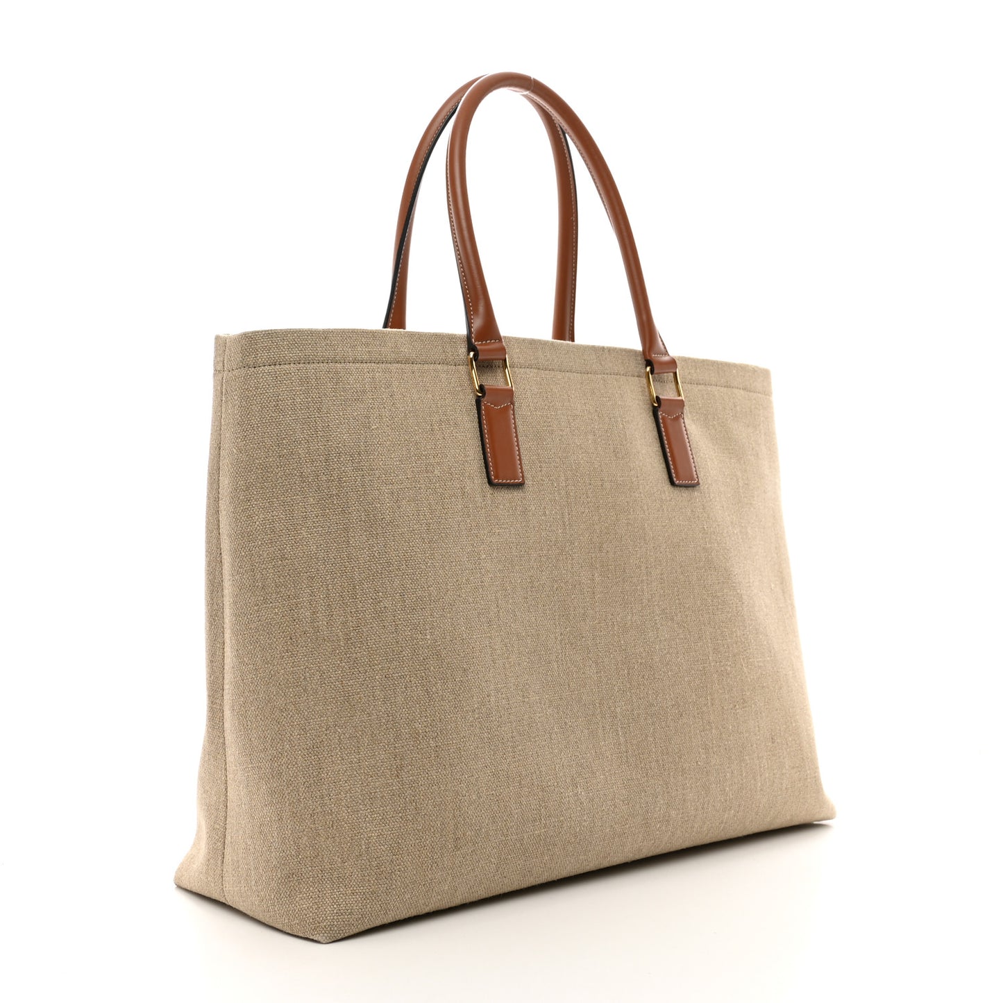 Canvas Calfskin Paris Horizontal Cabas Tan