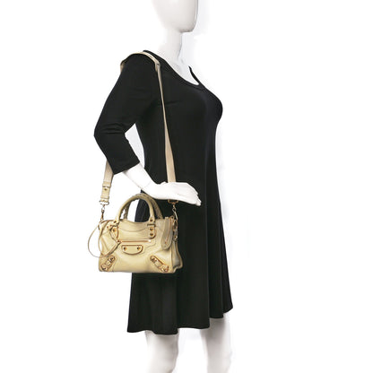 Balenciaga Chevre Gold Metallic Edge Hardware Mini City Beige Oryx 2 of 18