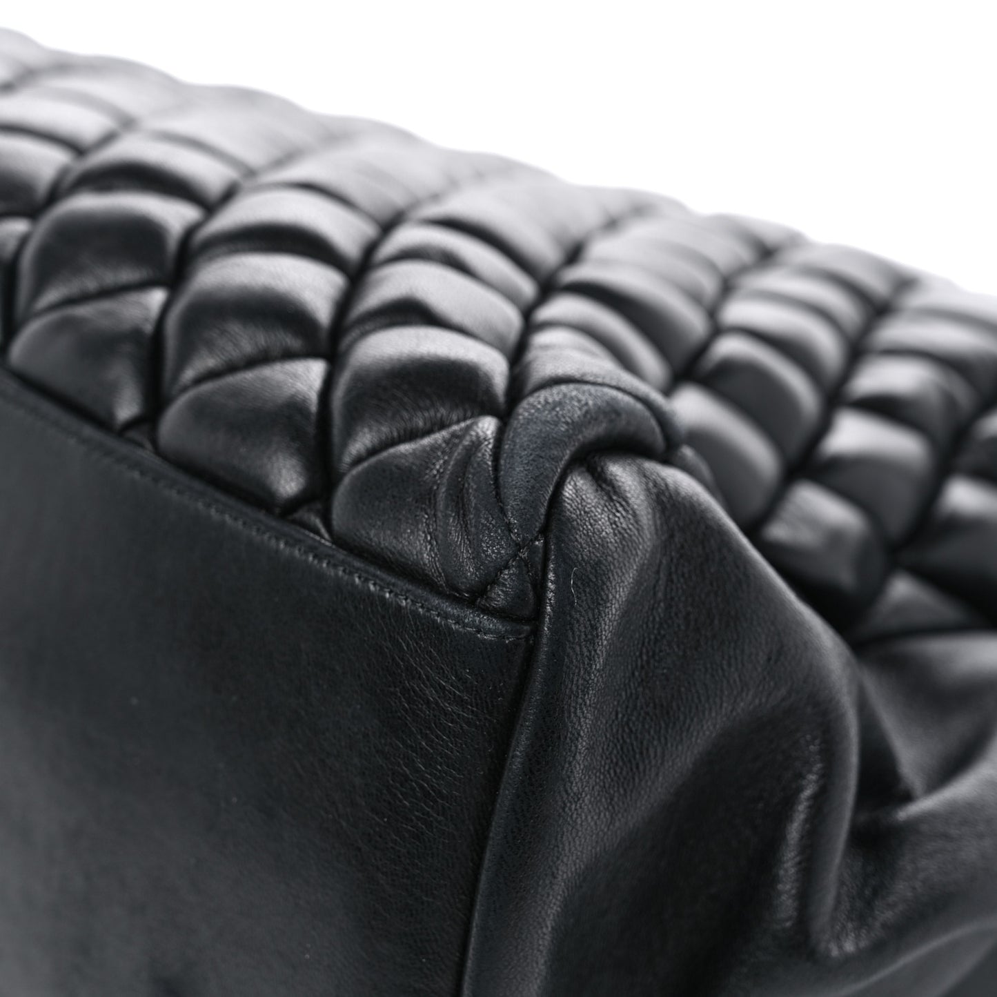 Lambskin Quilted Medium New Bubble North South Tote Black