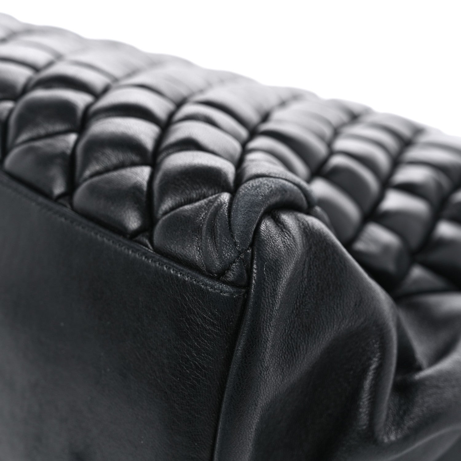 Chanel Lambskin Quilted Medium New Bubble North South Tote Black 13 of 16