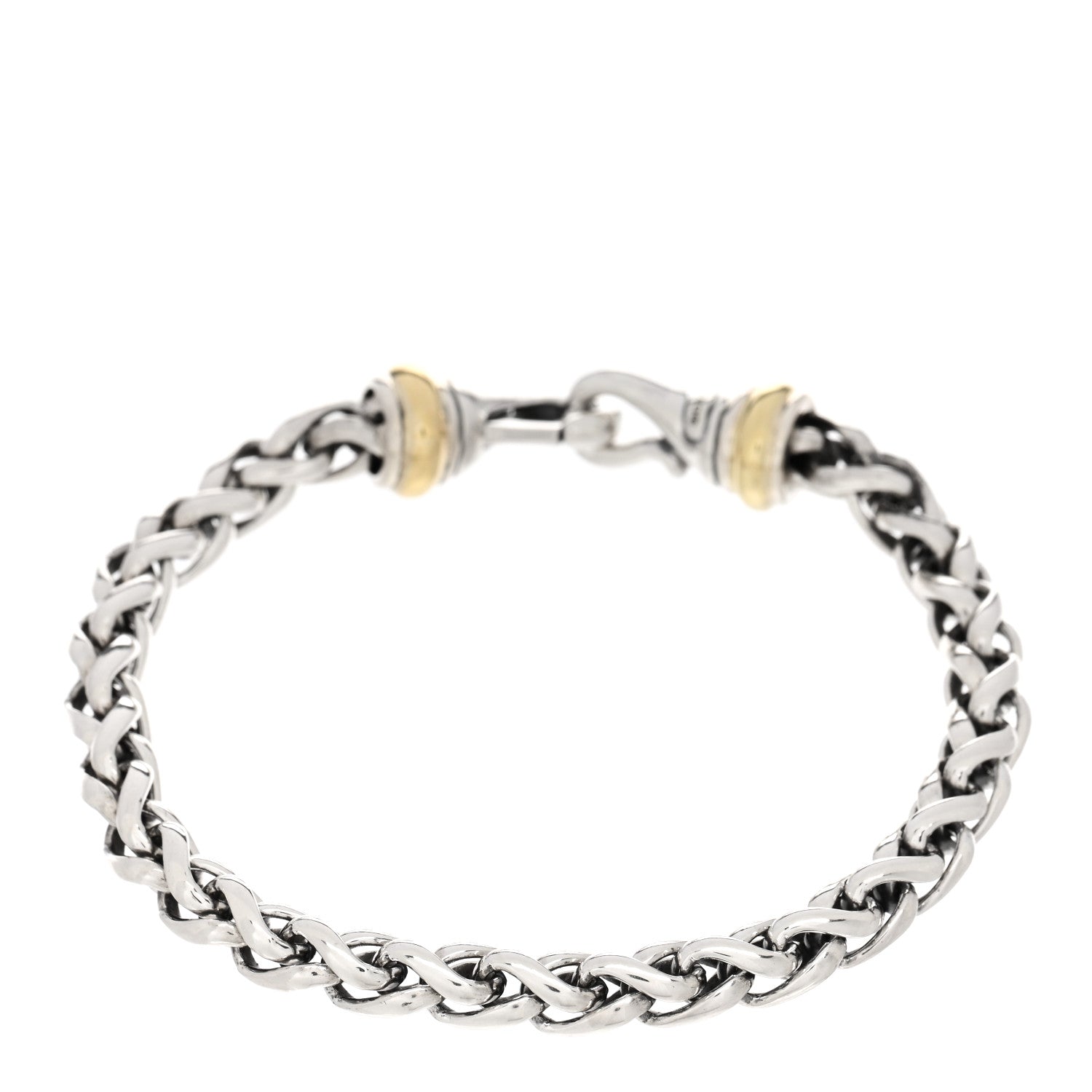 David Yurman Sterling Silver 14K Yellow Gold 6mm Wheat Chain Bracelet 1 of 3