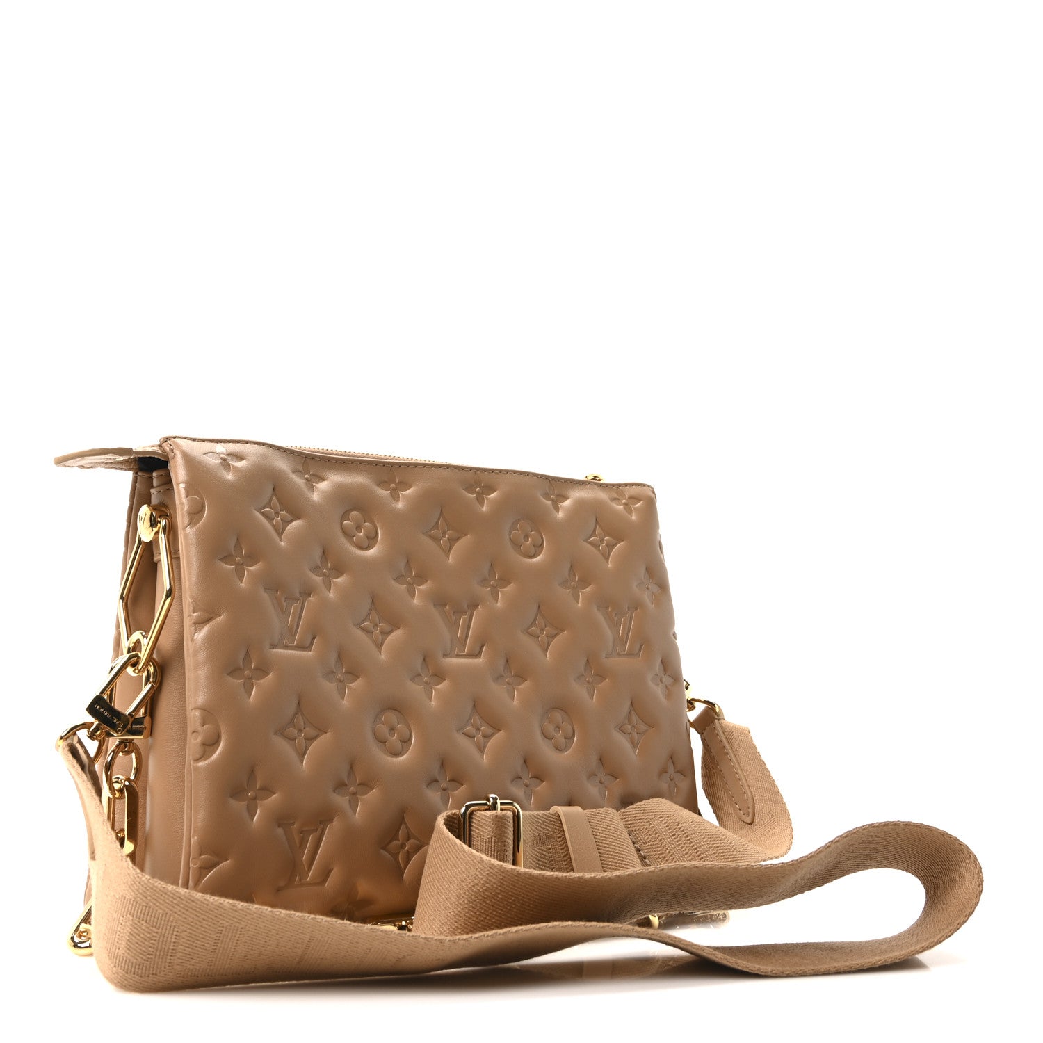 Louis Vuitton Lambskin Embossed Monogram Coussin PM Camel 3 of 10