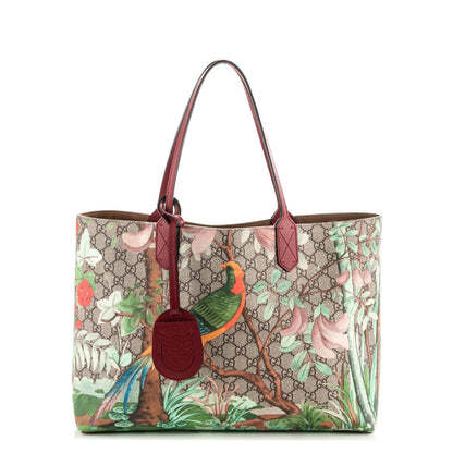 Gucci GG Supreme Monogram Tian Medium Shopping Tote Beige Multicolor Red 1 of 7